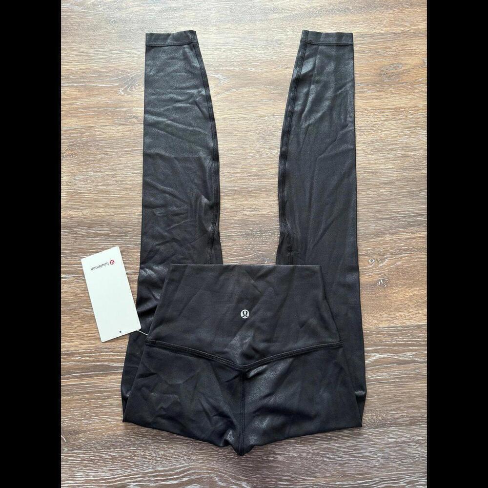 Lululemon Align High Rise 28” Shine Radiate Foil Black Size 2 NWT